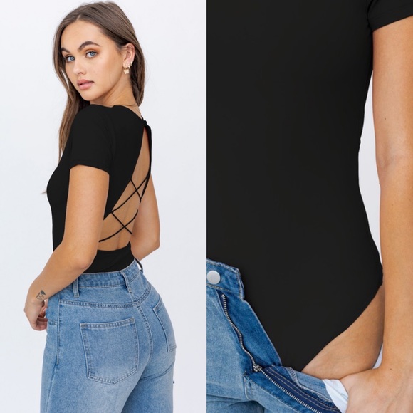 All Tied Up Black Lace Up Bodysuit - Picture 5 of 8